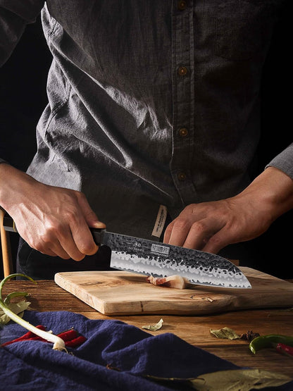 7" Santoku Knife, Japanese High Carbon Steel Kitchen Chef Knife