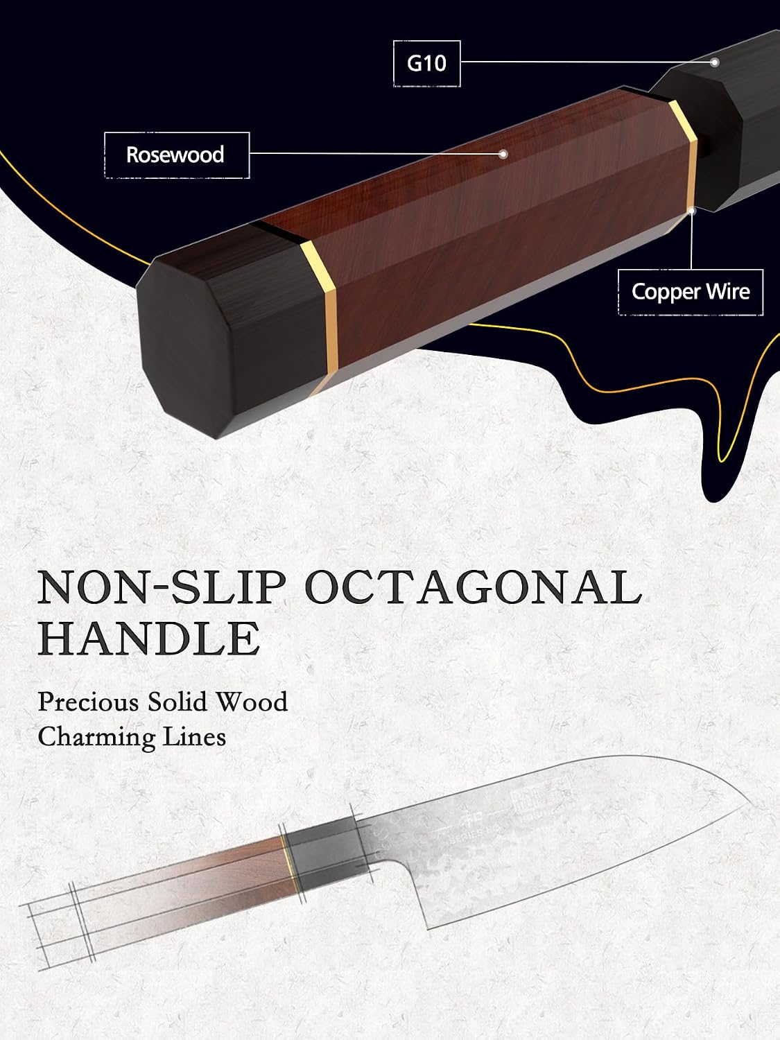 7" Santoku Knife, Japanese High Carbon Steel Kitchen Chef Knife