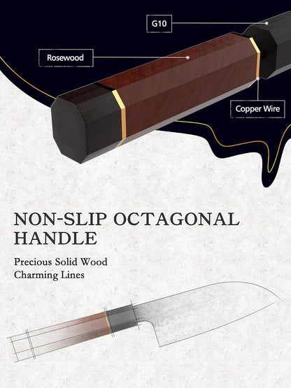 7" Santoku Knife, Japanese High Carbon Steel Kitchen Chef Knife