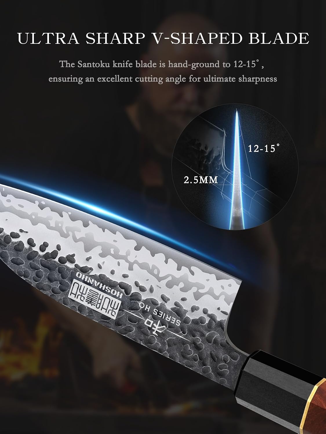 7" Santoku Knife, Japanese High Carbon Steel Kitchen Chef Knife