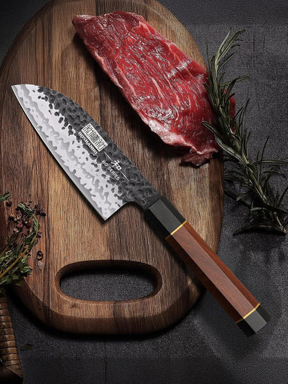 7" Santoku Knife, Japanese High Carbon Steel Kitchen Chef Knife