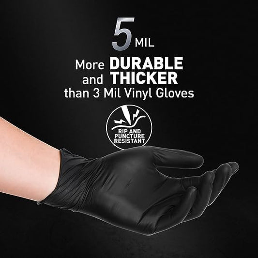 Black/Pink Vinyl Disposable Gloves Latex Free, Food Grade, 5 mil, Cooking, Cleaning, Hair Dye, 50/100/200/1000 Count