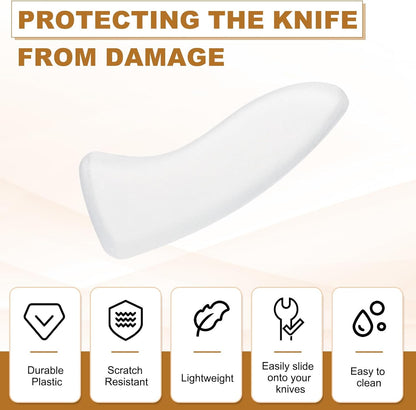100Pcs Knife Tip Protector Cover, 0.46" x 1.05" Plastic Blade Tip Guards for Kitchen Knife Tip Protection Sleeves, White