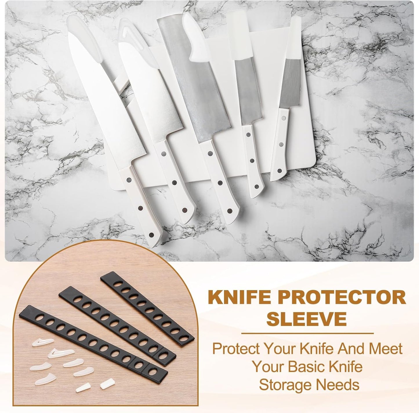 100Pcs Knife Tip Protector Cover, 0.46" x 1.05" Plastic Blade Tip Guards for Kitchen Knife Tip Protection Sleeves, White