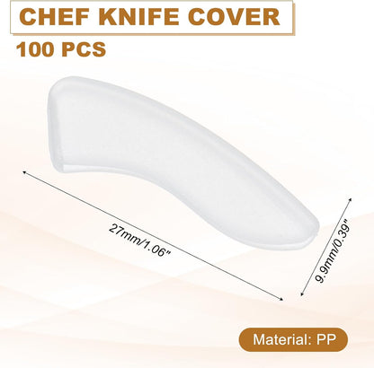 100Pcs Knife Tip Protector Cover, 0.46" x 1.05" Plastic Blade Tip Guards for Kitchen Knife Tip Protection Sleeves, White