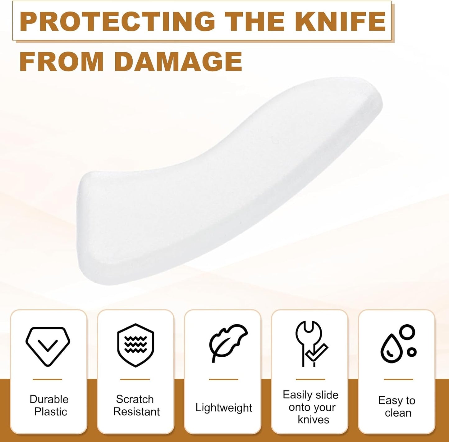 100Pcs Knife Tip Protector Cover, 0.46" x 1.05" Plastic Blade Tip Guards for Kitchen Knife Tip Protection Sleeves, White