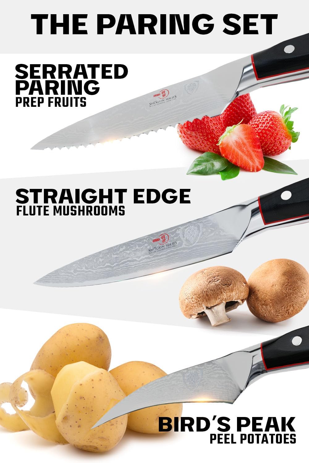 3-Pc Paring Knife Set - AUS-10V Damascus