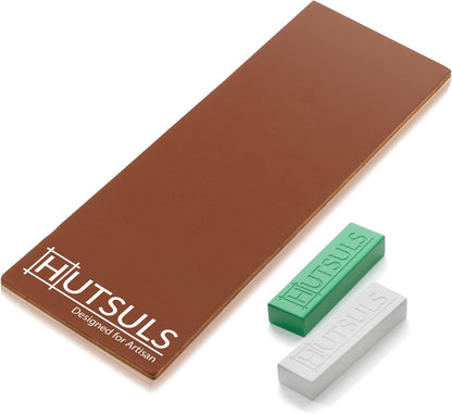 Knife Stropping Leather for Sharpening - Get Razor-Sharp Edges with Leather Strop for Knife Sharpening Easy to Use Leather Sharpening Strop with Green & White Strop Compound Step-by-Step Guide