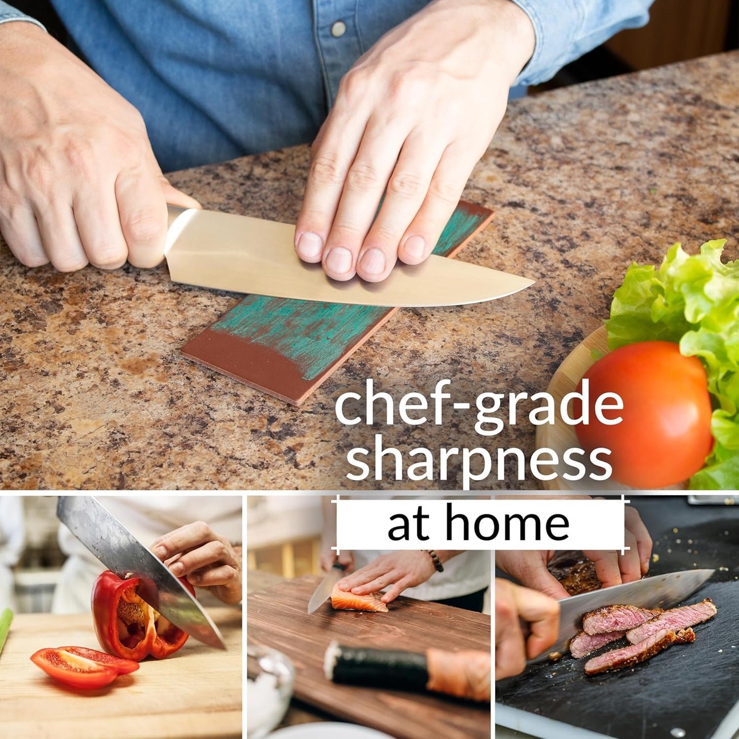 Knife Stropping Leather for Sharpening - Get Razor-Sharp Edges with Leather Strop for Knife Sharpening Easy to Use Leather Sharpening Strop with Green & White Strop Compound Step-by-Step Guide