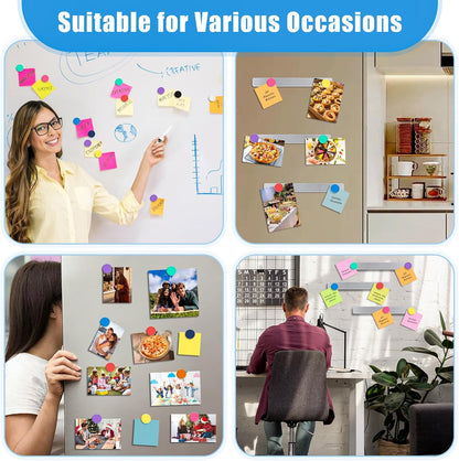 6Pcs Magnetic Strip, Metal Magnet Board with 20 pcs Colorful Magnet | Magnetic Strips with Adhesive Backing for DIY, whiteboards & Fridge