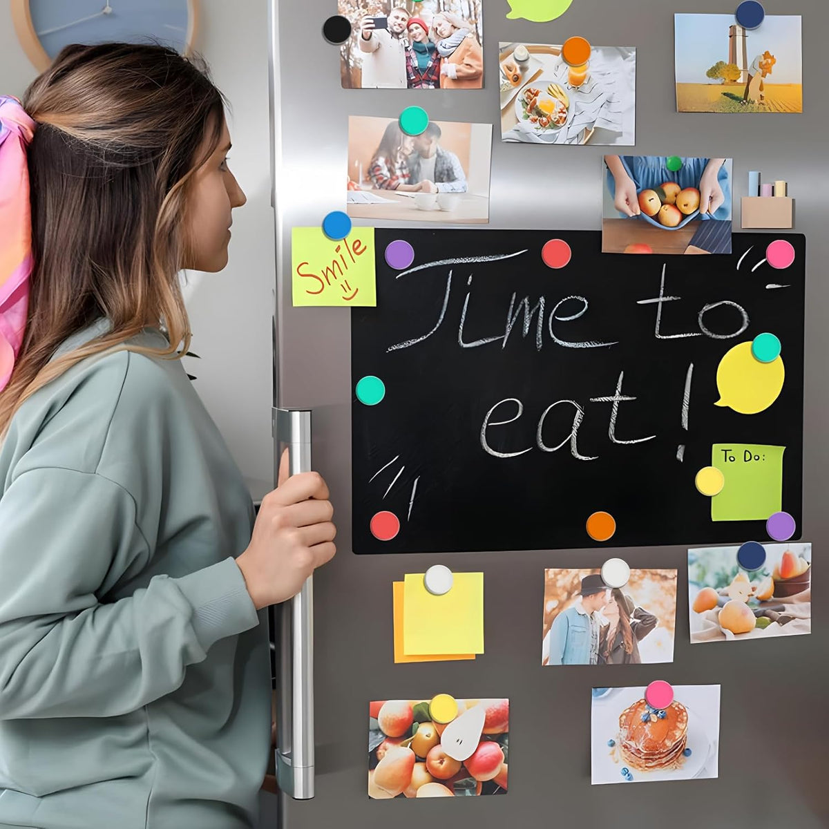 6Pcs Magnetic Strip, Metal Magnet Board with 20 pcs Colorful Magnet | Magnetic Strips with Adhesive Backing for DIY, whiteboards & Fridge