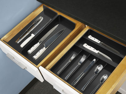 Expandable Kitchen Drawer Flatware Organizer, White | Expandable & Adjustable Cutlery Drawer Organizer - Large Utensil and Flatware Tray for Kitchen Drawers