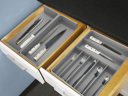 Expandable Kitchen Drawer Flatware Organizer, White | Expandable & Adjustable Cutlery Drawer Organizer - Large Utensil and Flatware Tray for Kitchen Drawers