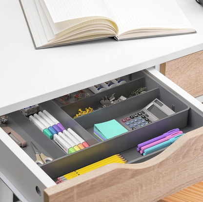 Expandable Kitchen Drawer Flatware Organizer, White | Expandable & Adjustable Cutlery Drawer Organizer - Large Utensil and Flatware Tray for Kitchen Drawers