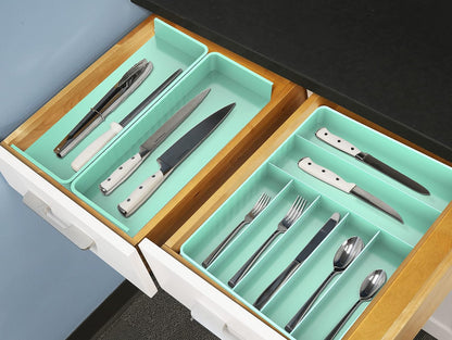 Expandable Kitchen Drawer Flatware Organizer, White | Expandable & Adjustable Cutlery Drawer Organizer - Large Utensil and Flatware Tray for Kitchen Drawers