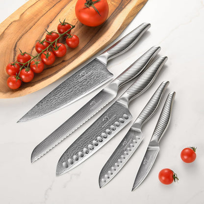 ® Knife Set with Magnetic Knife Block 6-piece set | Acacia wood magnetic block; 6-piece set for home kitchen; Anti-slip stainless steel handle; ready to use