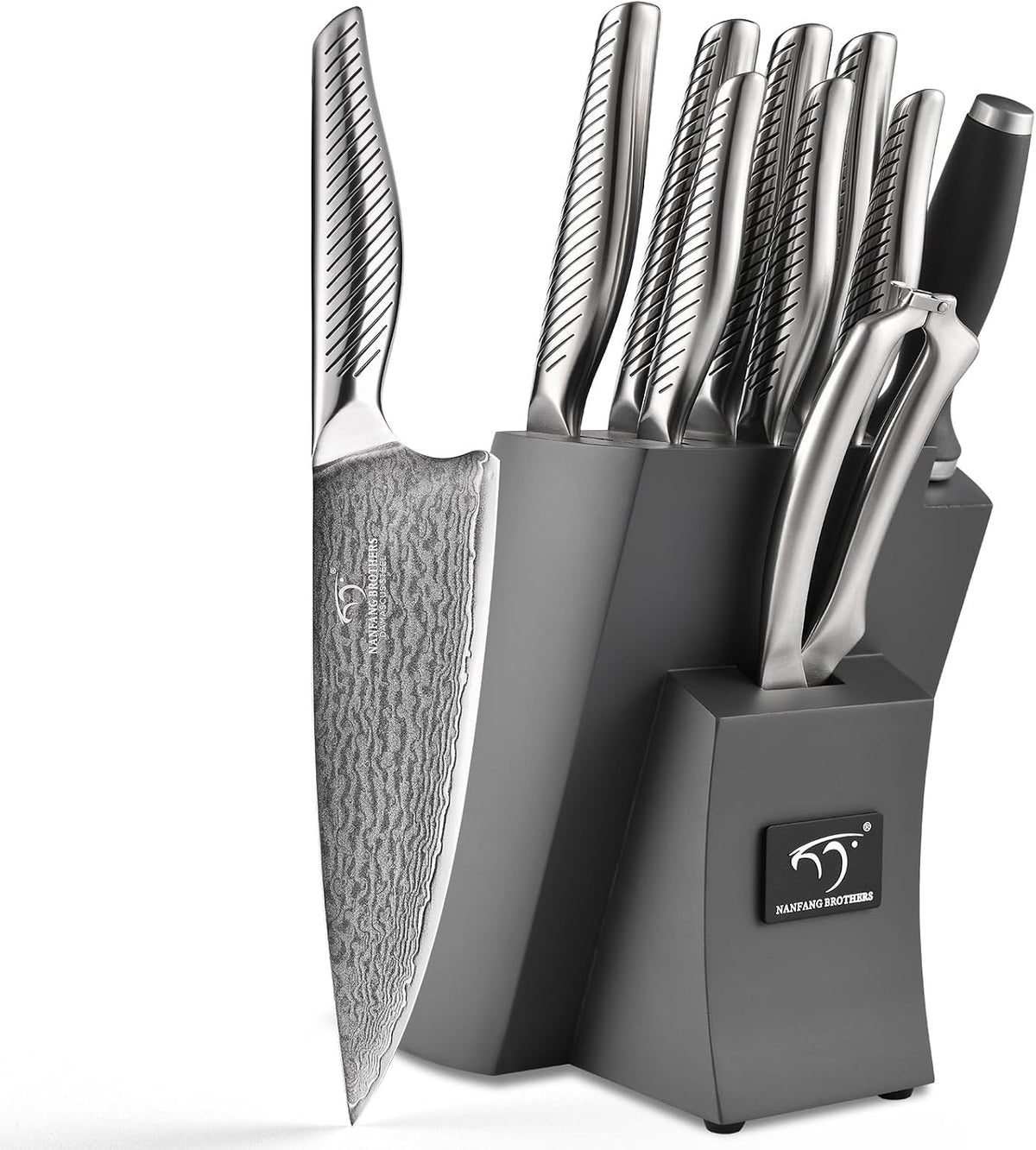 ® Knife Set with Magnetic Knife Block 6-piece set | Acacia wood magnetic block; 6-piece set for home kitchen; Anti-slip stainless steel handle; ready to use