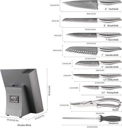 ® Knife Set with Magnetic Knife Block 6-piece set | Acacia wood magnetic block; 6-piece set for home kitchen; Anti-slip stainless steel handle; ready to use