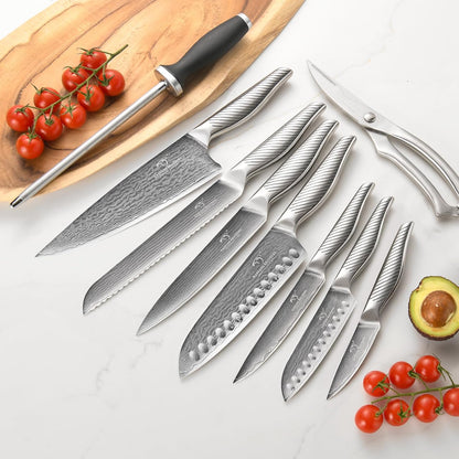 ® Knife Set with Magnetic Knife Block 6-piece set | Acacia wood magnetic block; 6-piece set for home kitchen; Anti-slip stainless steel handle; ready to use
