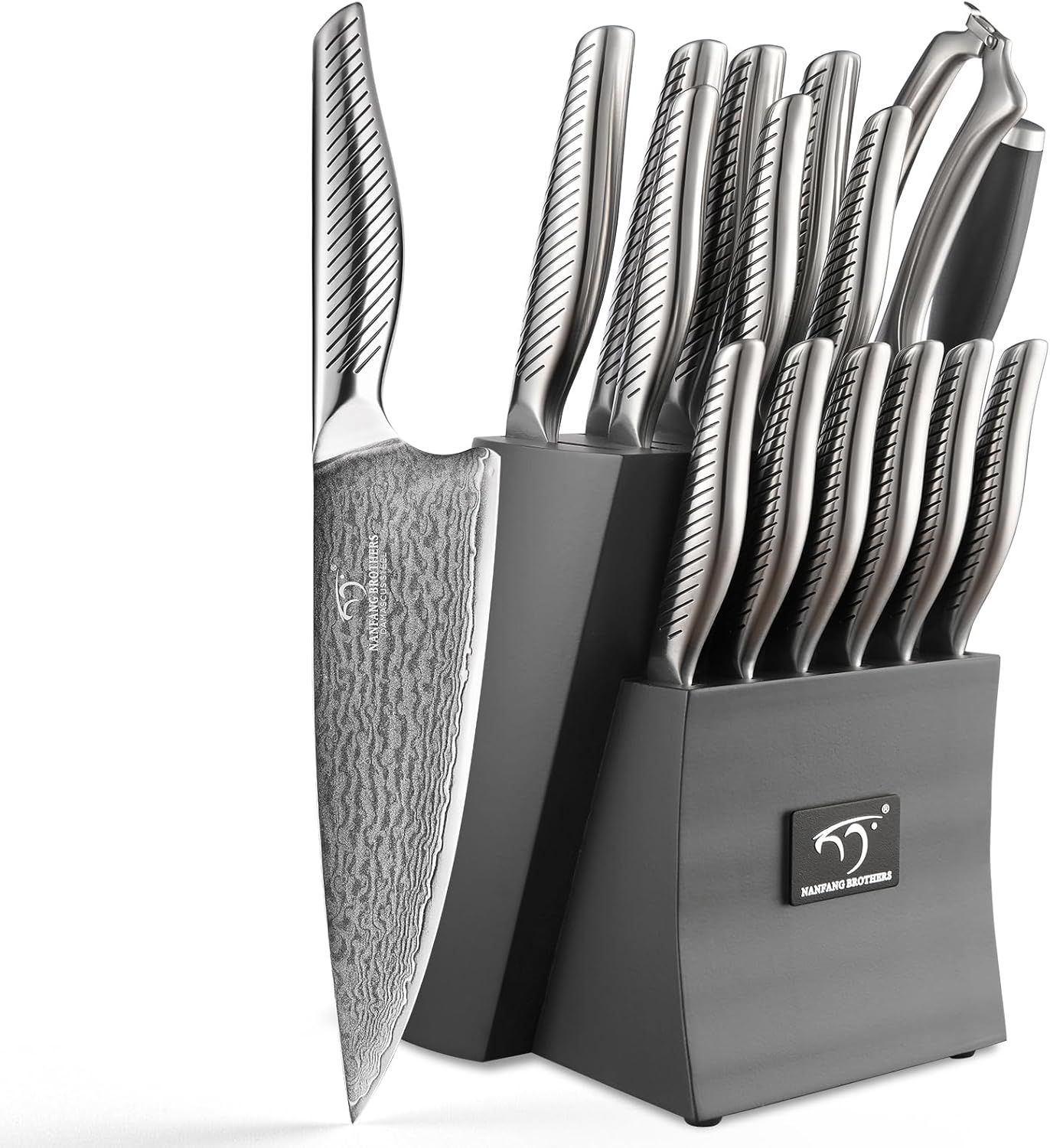 ® Knife Set with Magnetic Knife Block 6-piece set | Acacia wood magnetic block; 6-piece set for home kitchen; Anti-slip stainless steel handle; ready to use