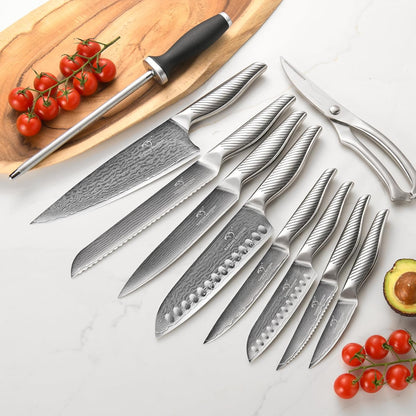 ® Knife Set with Magnetic Knife Block 6-piece set | Acacia wood magnetic block; 6-piece set for home kitchen; Anti-slip stainless steel handle; ready to use