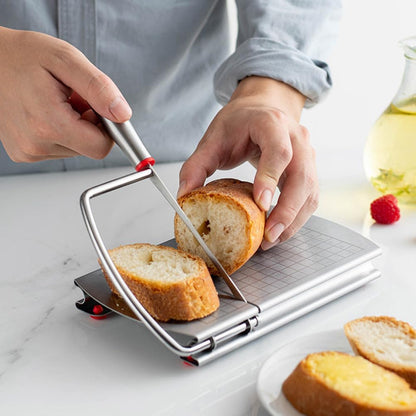 Multipurpose Cheese Slicer Cutter Board Cheese Slicers for Block Hand Slicer for Sausage Ham Fruit Vegetable Guillotine Style Kitchen Tool 8.66X8.26X1.18In