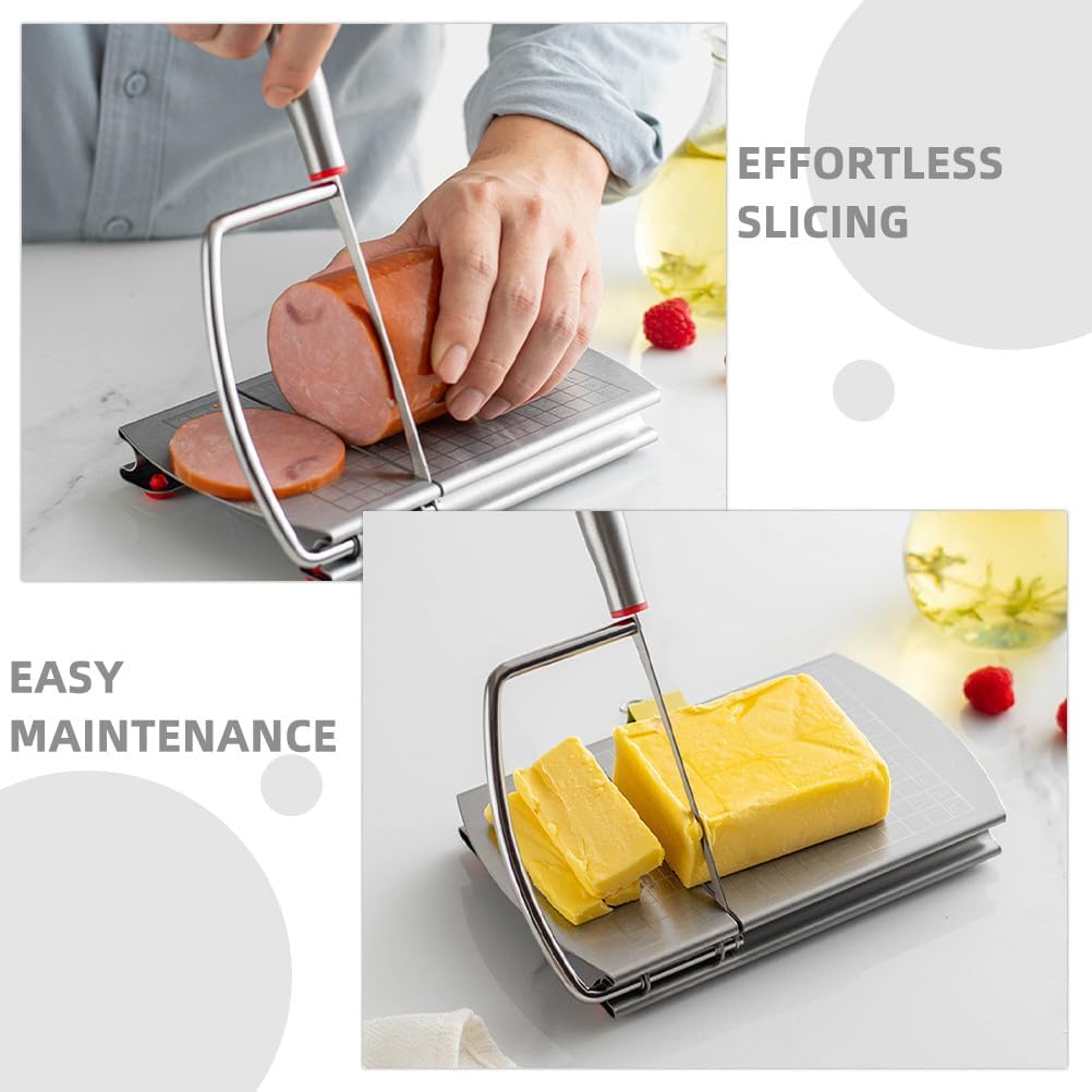 Multipurpose Cheese Slicer Cutter Board Cheese Slicers for Block Hand Slicer for Sausage Ham Fruit Vegetable Guillotine Style Kitchen Tool 8.66X8.26X1.18In