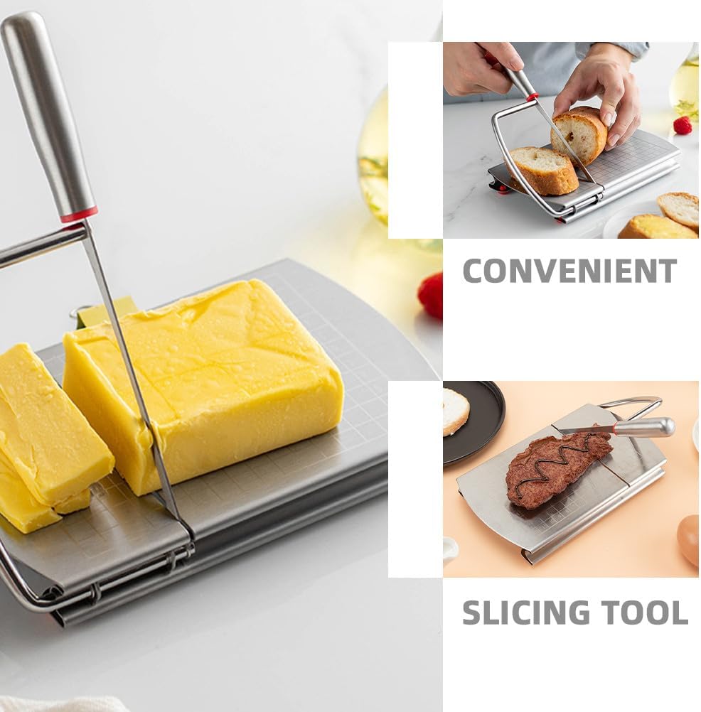 Multipurpose Cheese Slicer Cutter Board Cheese Slicers for Block Hand Slicer for Sausage Ham Fruit Vegetable Guillotine Style Kitchen Tool 8.66X8.26X1.18In