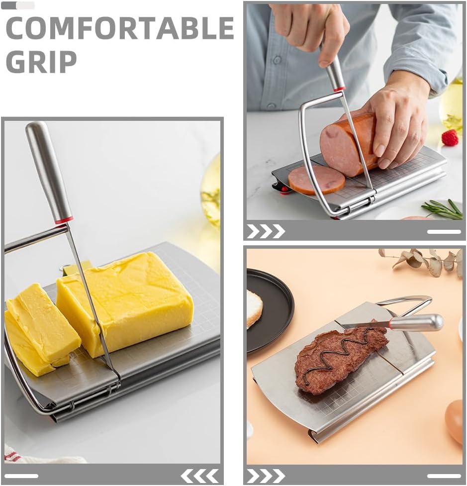 Multipurpose Cheese Slicer Cutter Board Cheese Slicers for Block Hand Slicer for Sausage Ham Fruit Vegetable Guillotine Style Kitchen Tool 8.66X8.26X1.18In
