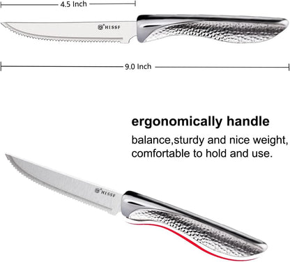 Steak Knife Set of 24, Stainless Steel Sharp Blade Flatware Serrated Steak Knife Set,4.5 In,Ergonomic Handles Serrated Steak Knives, For Restaurant Kitchen Tableware,Dishwasher Safe