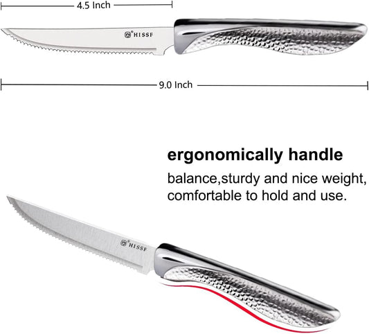 Steak Knife Set of 24, Stainless Steel Sharp Blade Flatware Serrated Steak Knife Set,4.5 In,Ergonomic Handles Serrated Steak Knives, For Restaurant Kitchen Tableware,Dishwasher Safe