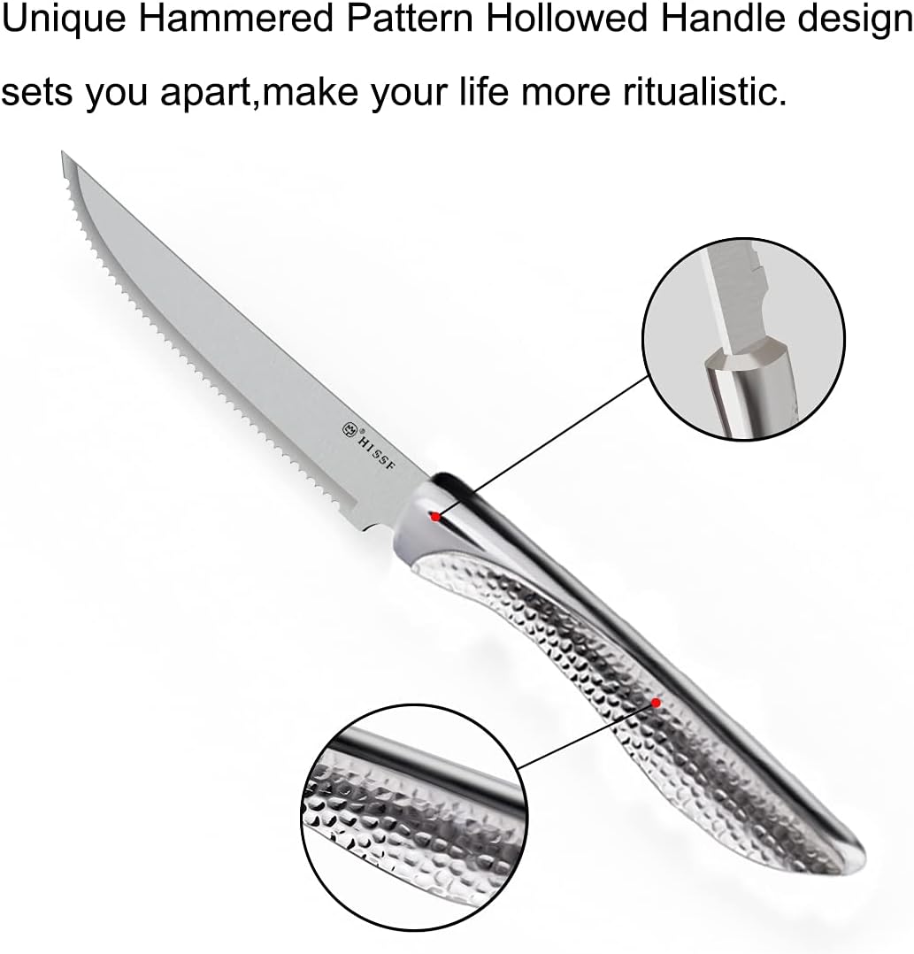 Steak Knife Set of 24, Stainless Steel Sharp Blade Flatware Serrated Steak Knife Set,4.5 In,Ergonomic Handles Serrated Steak Knives, For Restaurant Kitchen Tableware,Dishwasher Safe