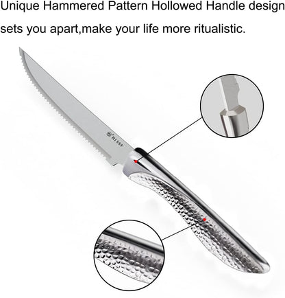 Steak Knife Set of 24, Stainless Steel Sharp Blade Flatware Serrated Steak Knife Set,4.5 In,Ergonomic Handles Serrated Steak Knives, For Restaurant Kitchen Tableware,Dishwasher Safe