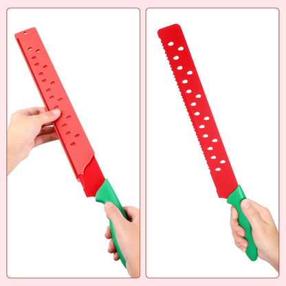 Watermelon Cutter Knife with Sleeve 17.12In Serrated Fruit Slicer for Kitchen Baking Bread Cake Pizza Cutting Tool