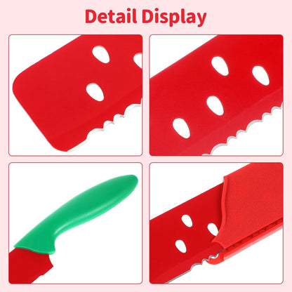 Watermelon Cutter Knife with Sleeve 17.12In Serrated Fruit Slicer for Kitchen Baking Bread Cake Pizza Cutting Tool