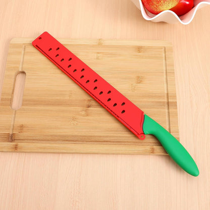 Watermelon Cutter Knife with Sleeve 17.12In Serrated Fruit Slicer for Kitchen Baking Bread Cake Pizza Cutting Tool