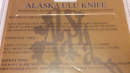 Alaska Simulated Scrimshaw Salmon Fish Handle Pocket Ulu Knife