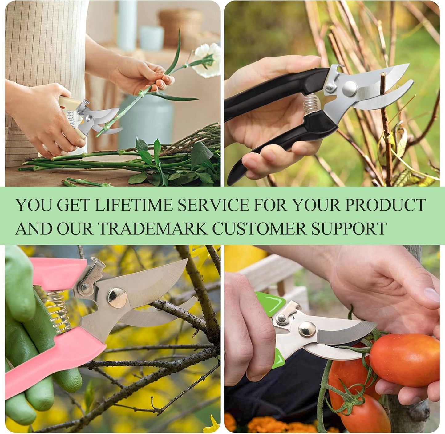 Premium Germany - Steel Pruning Shears, Work 3 Times Easier, Pruners Heady Duty, Sharp Garden Clippers Cuting Florist Flower, Hedge, Herb, Rose, Indoor Live Plants, Arthritis Weak Hand Snips