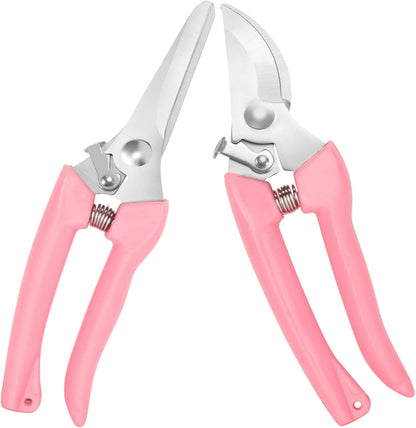 Premium Germany - Steel Pruning Shears, Work 3 Times Easier, Pruners Heady Duty, Sharp Garden Clippers Cuting Florist Flower, Hedge, Herb, Rose, Indoor Live Plants, Arthritis Weak Hand Snips