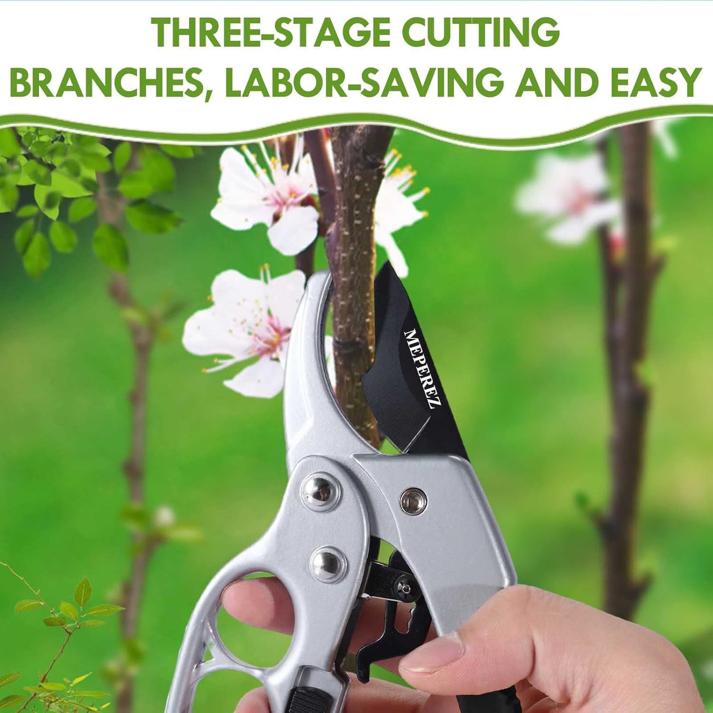 Premium Germany - Steel Pruning Shears, Work 3 Times Easier, Pruners Heady Duty, Sharp Garden Clippers Cuting Florist Flower, Hedge, Herb, Rose, Indoor Live Plants, Arthritis Weak Hand Snips