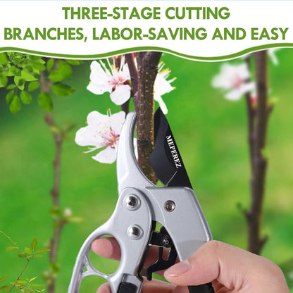 Premium Germany - Steel Pruning Shears, Work 3 Times Easier, Pruners Heady Duty, Sharp Garden Clippers Cuting Florist Flower, Hedge, Herb, Rose, Indoor Live Plants, Arthritis Weak Hand Snips