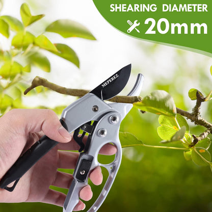 Premium Germany - Steel Pruning Shears, Work 3 Times Easier, Pruners Heady Duty, Sharp Garden Clippers Cuting Florist Flower, Hedge, Herb, Rose, Indoor Live Plants, Arthritis Weak Hand Snips