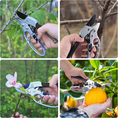 Premium Germany - Steel Pruning Shears, Work 3 Times Easier, Pruners Heady Duty, Sharp Garden Clippers Cuting Florist Flower, Hedge, Herb, Rose, Indoor Live Plants, Arthritis Weak Hand Snips