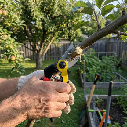 Premium Germany - Steel Pruning Shears, Work 3 Times Easier, Pruners Heady Duty, Sharp Garden Clippers Cuting Florist Flower, Hedge, Herb, Rose, Indoor Live Plants, Arthritis Weak Hand Snips