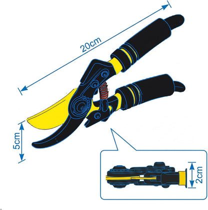 Premium Germany - Steel Pruning Shears, Work 3 Times Easier, Pruners Heady Duty, Sharp Garden Clippers Cuting Florist Flower, Hedge, Herb, Rose, Indoor Live Plants, Arthritis Weak Hand Snips