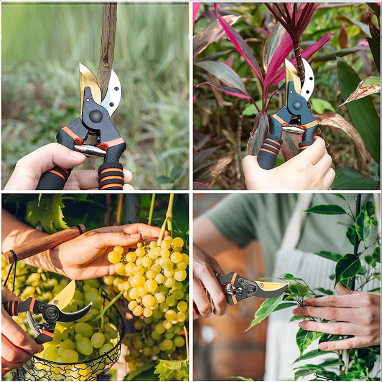 Premium Germany - Steel Pruning Shears, Work 3 Times Easier, Pruners Heady Duty, Sharp Garden Clippers Cuting Florist Flower, Hedge, Herb, Rose, Indoor Live Plants, Arthritis Weak Hand Snips