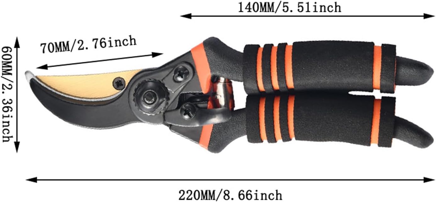 Premium Germany - Steel Pruning Shears, Work 3 Times Easier, Pruners Heady Duty, Sharp Garden Clippers Cuting Florist Flower, Hedge, Herb, Rose, Indoor Live Plants, Arthritis Weak Hand Snips