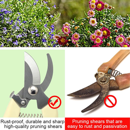 Premium Germany - Steel Pruning Shears, Work 3 Times Easier, Pruners Heady Duty, Sharp Garden Clippers Cuting Florist Flower, Hedge, Herb, Rose, Indoor Live Plants, Arthritis Weak Hand Snips