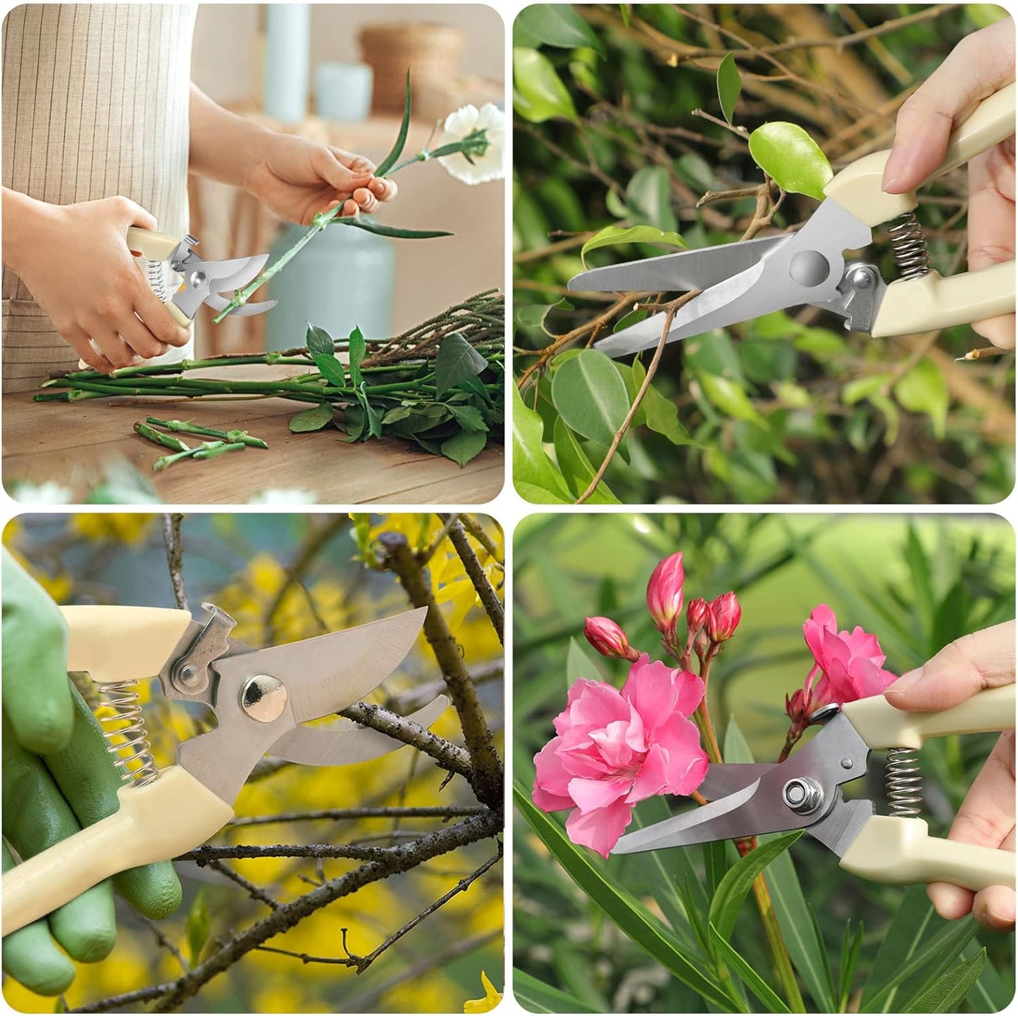 Premium Germany - Steel Pruning Shears, Work 3 Times Easier, Pruners Heady Duty, Sharp Garden Clippers Cuting Florist Flower, Hedge, Herb, Rose, Indoor Live Plants, Arthritis Weak Hand Snips