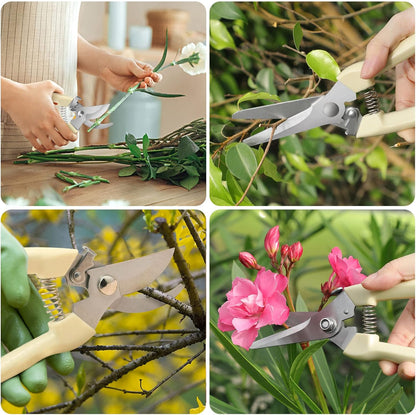 Premium Germany - Steel Pruning Shears, Work 3 Times Easier, Pruners Heady Duty, Sharp Garden Clippers Cuting Florist Flower, Hedge, Herb, Rose, Indoor Live Plants, Arthritis Weak Hand Snips